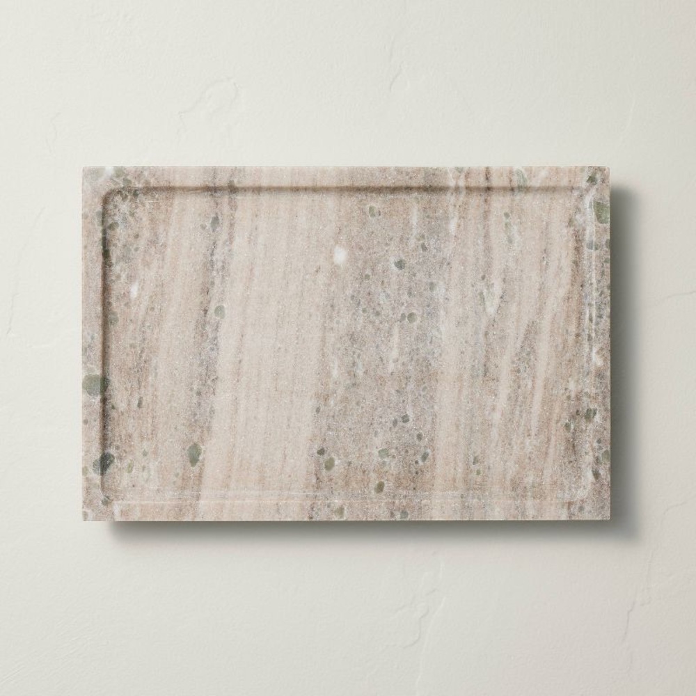8"x12" Footed Marble Countertop Tray Warm Beige - Hearth & Hand™ with Magnolia